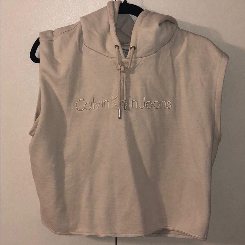 Calvin Klein Tan Sweatshirt Crop Tank- Size L